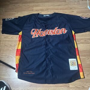 Houston Black Eagles Headgear  Negro League Mens Jersey Blue Patches Size XL